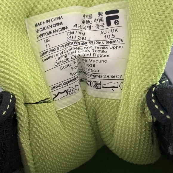 FILA Running Sneakers Black Green Men’s 11 Near New Athletic Shoes - Picture 2 of 6